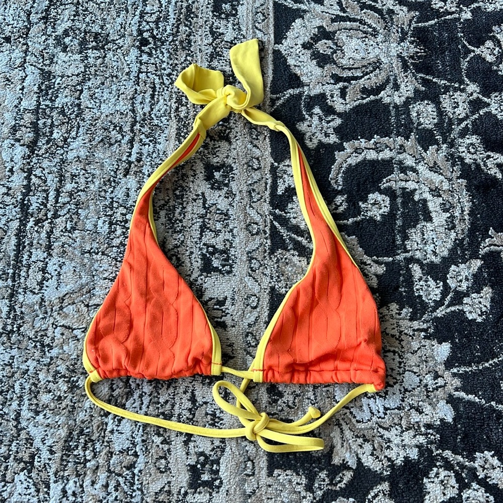 Ralph Lauren size xs orange and yellow string tie bikini top